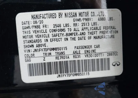 2021 Infiniti Q50 Red Sport 400 from USA, damaged, VIN JN1FV7DP6MM850115